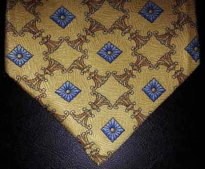 Richel Royal Tie Silk Gold Brass Blue Geometric Design NIB t3302  - Picture 1 of 8
