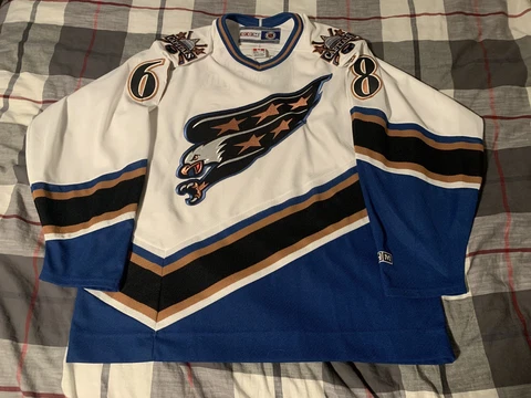 CCM Washington Capitals Jaromir Jagr Screaming Eagle Hockey Jersey Size Large Cover