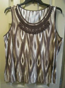 GR. 2X ST. JOHN'S BAY DAMEN BRAUNES TANK TOP MIT DEKORATIVEM AUSSCHNITT, GUTER ZUSTAND - Bild 1 von 5