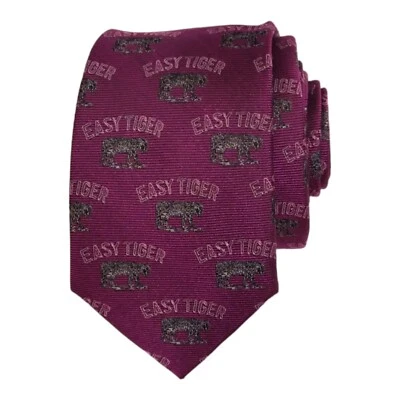 1901 Nordstrom Mens Slim Novelty Tie 2.5 Silk Purple Narrow Necktie Easy Tiger - Image 1 of 4