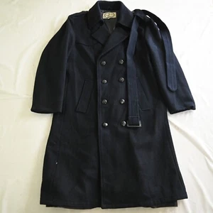 Vtg Alexander Ross 42R Large Navy Blue Flannel Double Breasted Heavy Winter Coat - Picture 1 of 12
