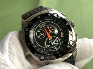 Seiko Sportura 7L22-0AS0 Chronograph Day Black Dial 10 Atm s/s Kinetic Men Watch - Picture 1 of 17
