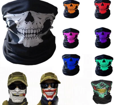 Máscara facial calavera de Halloween tubo de pasamontañas bandana cubierta cuello rebozo polaina bufanda Foto 1 de 4