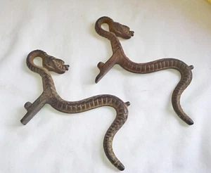 Pr viktorianischer Gusseisen Drachenschlange Türklopfer Teile 7 1/2" L Architektur - Bild 1 von 3