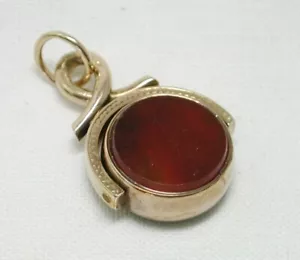 Victorian Lovely 9ct Gold And Agate Spinner Fob Pendant 22021 - Picture 1 of 3