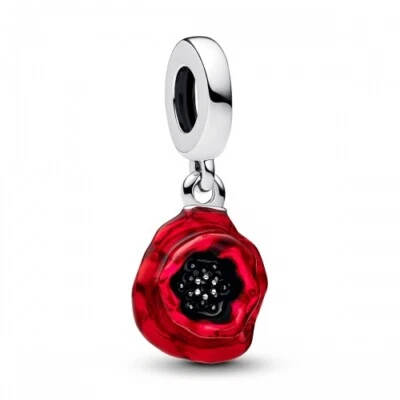 Roter Blume PANDORA Charm-Anhänger Sterling-Silber 793917C01 - Bild 1 von 3