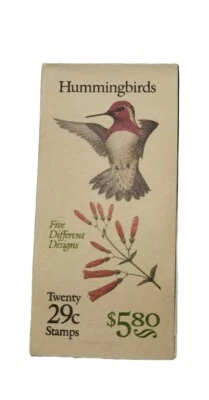 Hummingbirds Booklet of 20 Stamps, Booklet of Twenty 29 Cent Stamps, Unused Post - Image 1 of 2