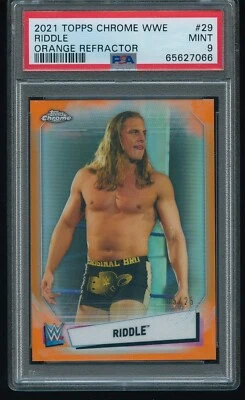 Riddle 2021 Topps Chrome WWE Orange Refractor #29 5/25 PSA 9 MINT - Image 1 of 2