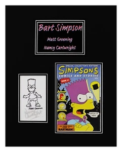 Bart Simpson Signed By Matt Groening & Nancy Cartwright Museum Framed - Picture 1 of 3
