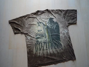 vintage 00s led zeppelin tie dye boxy liquid blue rock band tee size large - Picture 1 of 5