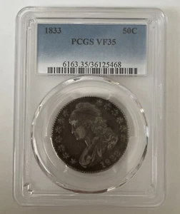 1833 Capped Bust Half Dollar, PCGS VF-35 T23 - Picture 1 of 2
