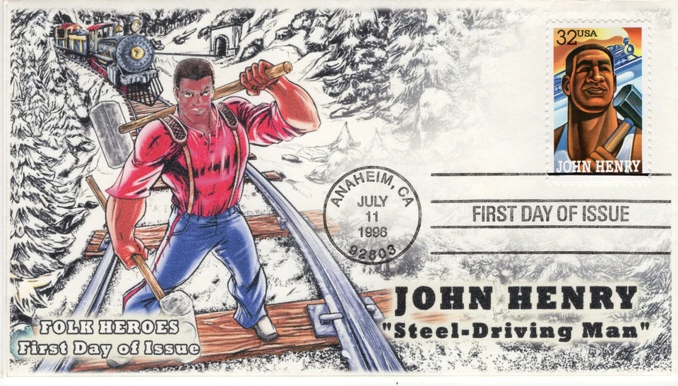 AO-3085-3, 1996, Folk Heroes, Add On Cachet ,First Day Cover, Standard Postmark, - Image 1 of 1