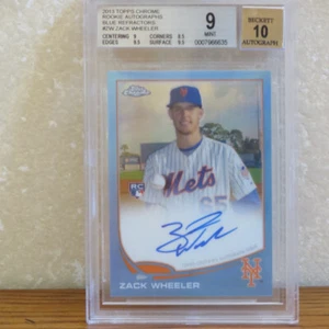 2013 Topps Chrome Rookie Autos Blue Zack Wheeler Card BGS 9 Auto 10. - Picture 1 of 2
