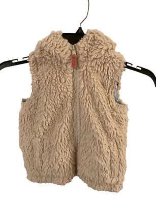 Mini Boden Vest Cream Sherpa Zip Up Hooded Star Lined Size 2-3 - Image 1 of 4