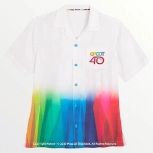 NWT!! Disney Parks EPCOT 40th Anniversary Woven Shirt for Adults - Picture 1 of 3