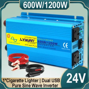 600W 1200W Pure Sine Wave Power Inverter 24V to 240V Truck Car Trip Converter - Picture 1 of 6