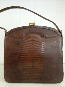 De Colección Palizzio Muy Nueva York Marrón Piel de Lagarto Bolso Años 60 Cartera Lado Rígido Dorado C - Imagen 1 de 9