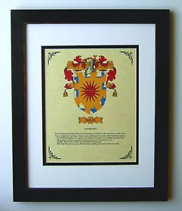 HERALDRY COAT OF ARMS ~ SOLIS FAMILY CREST ~ FRAMED - Picture 1 of 2