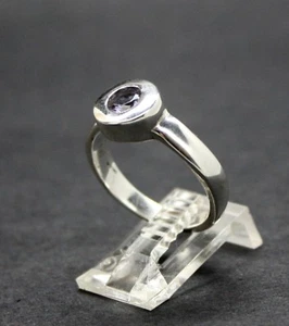 SOLID SILVER with AMETHYST GEMSTONES in RING  .925 STERLING    FREE SHIPPING !!! - Picture 1 of 5