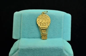 14K Yellow Gold Hot Air Balloon Pendant Charm -Lightweight - Picture 1 of 3