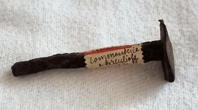 ANCIEN CLOU FER FORGÉ MÉDIÉVAL MANOIR COMMANDERIE BREUILAUFA HAUTE ÉPOQUE XVè - Photo 1/4