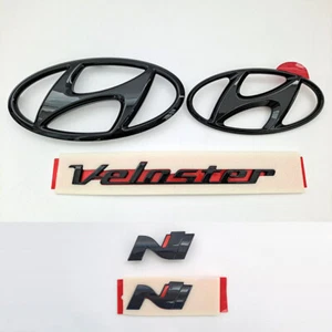 Front or Rear or N Logo Black High grossy Emblem (Fits: 2018 2022 VELOSTER N) - Picture 1 of 14