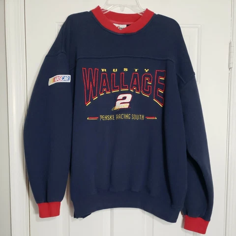 Vintage Rusty Wallace 2 Nascar Sweatshirt Penske Blue Red Men's Size L Cover