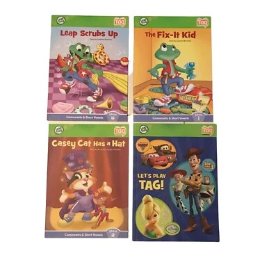 leap frogtag  4 Lot books and case NO PIN Educational Learning Vowels Consonant￼ - Image 1 of 4
