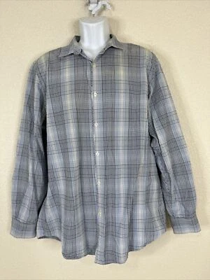 Structure Modern Fit Men Size XL Blue Check Plaid Button Up Shirt Long Sleeve - Image 1 of 4