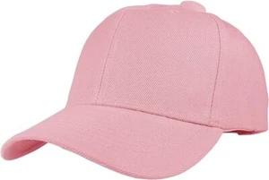6 Pack Unisex Baseball Caps - Bulk Wholesale Pink Plain Adjustable Hats - Picture 1 of 4