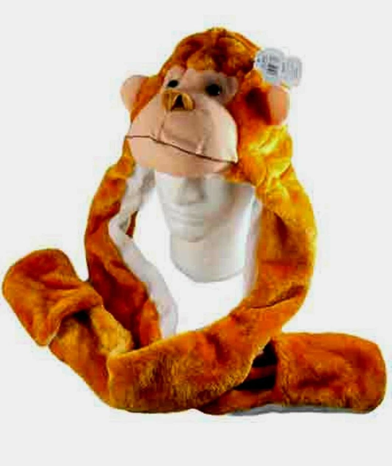 Brwon Mono Fiesta Halloween Disfraz Aviador Animal Peluche 3 en 1 Sombrero Bufanda Mitón Foto 1 de 1