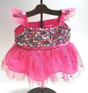 Build A Bear Clothing Tulle Satin Party Dress Pink Purple Sequins - Picture 1 of 9