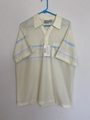 Nuevo Polo de Bolsillo Texturizado Niebla Londres Años 80 De Colección • Talla Grande Amarillo A Cuadros Foto 1 de 4