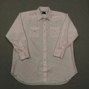 Vintage Panhandle Western Shirt Mens 19-35 3XLarge Pink Pearl Snap Long Sleeve - Picture 1 of 11