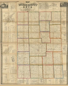 1857 Farm Line Map of Darke County Ohio Greenville - Picture 1 of 4