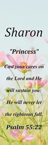 Sharon ""Prinzessin"" Haltersake Name Bedeutung Lesezeichen mit Bibelvers und Quaste - Bild 1 von 2
