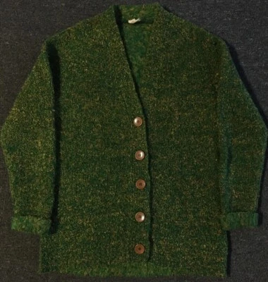 Cárdigan Suéter De Colección Años 70 Tejido Moteado M AOP Kurt Cobain Grunge Amarillo Difuso Años 80 Foto 1 de 4