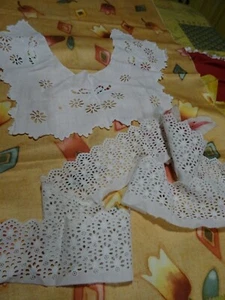 lot  ancienne dentelle,broderie anglaise col tres ancien ,vétements d époque  - Imagen 1 de 4