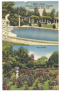 Rose Italian Garden Veterans Hospital CANANDAIGUA LAKE New York Postcard Linen - Picture 1 of 2