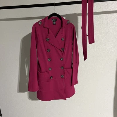 NWT Self Esteem Womens Sz Sm Fuchsia Double Breasted Button Front Jacket Coat - Image 1 of 4