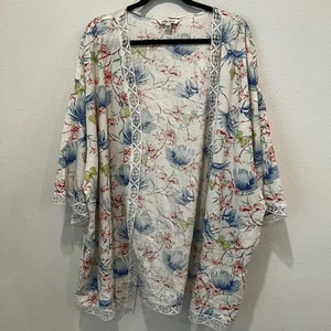 Kimono Bohemio Mujer Pioneer Talla XL/XXXL Floral Encaje Mezcla Lino/Rayón - Imagen 1 de 7