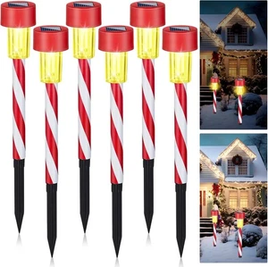 Honoson 6 Pezzi Luci Solari di Natale per Percorso Esterno - Bastone di Caramelle Decorativo Natale - Foto 1 di 2