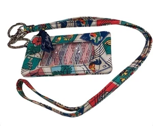Vera Bradley Cuban Stamps Zip ID Card Case Holder and Matching Lanyard Keyring - Picture 1 of 8