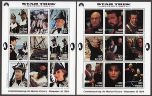 1994 Star Trek Generations MNH 2 sheets of 9 $100, movie scenes, Guyana - Picture 1 of 1