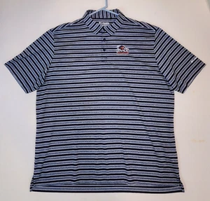Columbia Golf Polo Shirt UTSA Roadrunners Outdoors Blue Silver Stripes Mens 2XL - Picture 1 of 12