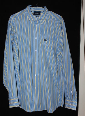 Camisa para hombre Façonnable Classique talla XL L/S algodón azul amarillo blanco a rayas Foto 1 de 4