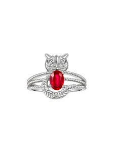 RYLOS  STERLING SILVER RUBY & DIAMOND GEMSTONE BIRTHSTONE CAT RING SIZE 5-13 - Picture 1 of 6