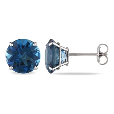 Amour 14k White Gold 5CT TGW London Blue Topaz Stud Earrings - Image 1 of 4