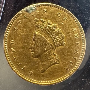 1854 $1 Gold Liberty Indian Princess Head Type 2 - Picture 1 of 2