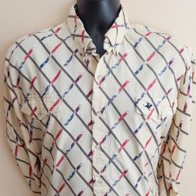 Camisa de franela occidental vintage Lone Roo by Roper para hombre XL negra crema cuadros EE. UU. Foto 1 de 4